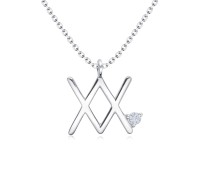 XX with CZ Crystal Silver Necklace SPE-4915